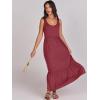 image:imageANRABESS Womens Summer Sleeveless Maxi Sundress Swing Casual Flowy Tiered Shirts Dress Beach Travel Vacation OutfitsDark Red