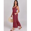 image:imageANRABESS Womens Summer Sleeveless Maxi Sundress Swing Casual Flowy Tiered Shirts Dress Beach Travel Vacation OutfitsDark Red