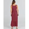 image:imageANRABESS Womens Summer Sleeveless Maxi Sundress Swing Casual Flowy Tiered Shirts Dress Beach Travel Vacation OutfitsDark Red