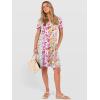 image:imageANRABESS Womens Summer T Shirt Dress Casual V Neck Short Sleeve Floral Boho Flowy Mini Dresses 2026 Beach Vacation ClothesYellow Pink Floral