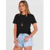 image:imageANRABESS Womens Summer Waffle Knit Tops Crew Neck Short Sleeve Casual Trendy Shirts Basic Tee Blouses 2026 Spring OutfitsBlack