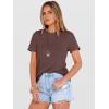 image:imageANRABESS Womens Summer Waffle Knit Tops Crew Neck Short Sleeve Casual Trendy Shirts Basic Tee Blouses 2026 Spring OutfitsBrown