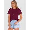 image:imageANRABESS Womens Summer Waffle Knit Tops Crew Neck Short Sleeve Casual Trendy Shirts Basic Tee Blouses 2026 Spring OutfitsDark Fuchsia