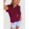 image:imageANRABESS Womens Summer Waffle Knit Tops Crew Neck Short Sleeve Casual Trendy Shirts Basic Tee Blouses 2026 Spring OutfitsDark Fuchsia