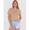 image:imageANRABESS Womens Summer Waffle Knit Tops Crew Neck Short Sleeve Casual Trendy Shirts Basic Tee Blouses 2026 Spring OutfitsKhaki