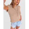 image:imageANRABESS Womens Summer Waffle Knit Tops Crew Neck Short Sleeve Casual Trendy Shirts Basic Tee Blouses 2026 Spring OutfitsKhaki
