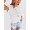 image:imageANRABESS Womens Summer Waffle Knit Tops Crew Neck Short Sleeve Casual Trendy Shirts Basic Tee Blouses 2026 Spring OutfitsWhite