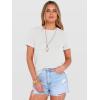 image:imageANRABESS Womens Summer Waffle Knit Tops Crew Neck Short Sleeve Casual Trendy Shirts Basic Tee Blouses 2026 Spring OutfitsWhite