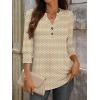 image:imageANRABESS Womens Tops 34 Sleeve Casual Henley Shirts V Neck Buttons Dressy Work Business Blouses 2026 Spring Trendy ClothesApricot Brown Floral