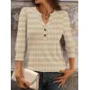 image:imageANRABESS Womens Tops 34 Sleeve Casual Henley Shirts V Neck Buttons Dressy Work Business Blouses 2026 Spring Trendy ClothesApricot Brown Floral
