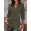 image:imageANRABESS Womens Tops 34 Sleeve Casual Henley Shirts V Neck Buttons Dressy Work Business Blouses 2026 Spring Trendy ClothesArmy Green