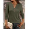 image:imageANRABESS Womens Tops 34 Sleeve Casual Henley Shirts V Neck Buttons Dressy Work Business Blouses 2026 Spring Trendy ClothesArmy Green