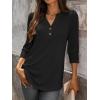 image:imageANRABESS Womens Tops 34 Sleeve Casual Henley Shirts V Neck Buttons Dressy Work Business Blouses 2026 Spring Trendy ClothesBlack