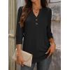 image:imageANRABESS Womens Tops 34 Sleeve Casual Henley Shirts V Neck Buttons Dressy Work Business Blouses 2026 Spring Trendy ClothesBlack