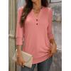 image:imageANRABESS Womens Tops 34 Sleeve Casual Henley Shirts V Neck Buttons Dressy Work Business Blouses 2026 Spring Trendy ClothesCoral