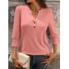 image:imageANRABESS Womens Tops 34 Sleeve Casual Henley Shirts V Neck Buttons Dressy Work Business Blouses 2026 Spring Trendy ClothesCoral
