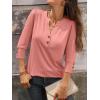 image:imageANRABESS Womens Tops 34 Sleeve Casual Henley Shirts V Neck Buttons Dressy Work Business Blouses 2026 Spring Trendy ClothesCoral