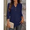 image:imageANRABESS Womens Tops 34 Sleeve Casual Henley Shirts V Neck Buttons Dressy Work Business Blouses 2026 Spring Trendy ClothesDark Blue