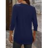 image:imageANRABESS Womens Tops 34 Sleeve Casual Henley Shirts V Neck Buttons Dressy Work Business Blouses 2026 Spring Trendy ClothesDark Blue