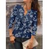 image:imageANRABESS Womens Tops 34 Sleeve Casual Henley Shirts V Neck Buttons Dressy Work Business Blouses 2026 Spring Trendy ClothesDark Navy Floral