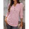 image:imageANRABESS Womens Tops 34 Sleeve Casual Henley Shirts V Neck Buttons Dressy Work Business Blouses 2026 Spring Trendy ClothesFloral Pink