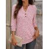 image:imageANRABESS Womens Tops 34 Sleeve Casual Henley Shirts V Neck Buttons Dressy Work Business Blouses 2026 Spring Trendy ClothesFloral Pink
