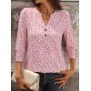 image:imageANRABESS Womens Tops 34 Sleeve Casual Henley Shirts V Neck Buttons Dressy Work Business Blouses 2026 Spring Trendy ClothesFloral Pink