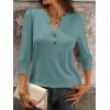 image:imageANRABESS Womens Tops 34 Sleeve Casual Henley Shirts V Neck Buttons Dressy Work Business Blouses 2026 Spring Trendy ClothesGray Green