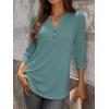 image:imageANRABESS Womens Tops 34 Sleeve Casual Henley Shirts V Neck Buttons Dressy Work Business Blouses 2026 Spring Trendy ClothesGray Green