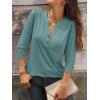 image:imageANRABESS Womens Tops 34 Sleeve Casual Henley Shirts V Neck Buttons Dressy Work Business Blouses 2026 Spring Trendy ClothesGray Green