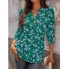image:imageANRABESS Womens Tops 34 Sleeve Casual Henley Shirts V Neck Buttons Dressy Work Business Blouses 2026 Spring Trendy ClothesGreen Purple Floral