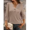 image:imageANRABESS Womens Tops 34 Sleeve Casual Henley Shirts V Neck Buttons Dressy Work Business Blouses 2026 Spring Trendy ClothesKhaki