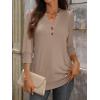 image:imageANRABESS Womens Tops 34 Sleeve Casual Henley Shirts V Neck Buttons Dressy Work Business Blouses 2026 Spring Trendy ClothesKhaki