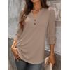 image:imageANRABESS Womens Tops 34 Sleeve Casual Henley Shirts V Neck Buttons Dressy Work Business Blouses 2026 Spring Trendy ClothesKhaki