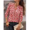 image:imageANRABESS Womens Tops 34 Sleeve Casual Henley Shirts V Neck Buttons Dressy Work Business Blouses 2026 Spring Trendy ClothesRed White Floral