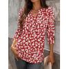 image:imageANRABESS Womens Tops 34 Sleeve Casual Henley Shirts V Neck Buttons Dressy Work Business Blouses 2026 Spring Trendy ClothesRed White Floral