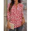 image:imageANRABESS Womens Tops 34 Sleeve Casual Henley Shirts V Neck Buttons Dressy Work Business Blouses 2026 Spring Trendy ClothesRed White Floral