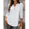 image:imageANRABESS Womens Tops 34 Sleeve Casual Henley Shirts V Neck Buttons Dressy Work Business Blouses 2026 Spring Trendy ClothesWhite
