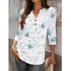 image:imageANRABESS Womens Tops 34 Sleeve Casual Henley Shirts V Neck Buttons Dressy Work Business Blouses 2026 Spring Trendy ClothesWhite With Blue Floral