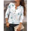 image:imageANRABESS Womens Tops 34 Sleeve Casual Henley Shirts V Neck Buttons Dressy Work Business Blouses 2026 Spring Trendy ClothesWhite With Blue Floral