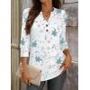 image:imageANRABESS Womens Tops 34 Sleeve Casual Henley Shirts V Neck Buttons Dressy Work Business Blouses 2026 Spring Trendy ClothesWhite With Blue Floral