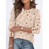 image:imageANRABESS Womens Tops 34 Sleeve Dressy Casual Blouses with Buttons Summer Eyelet Business Shirts Tunics 2026 Spring ClothesBeige Floral
