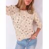 image:imageANRABESS Womens Tops 34 Sleeve Dressy Casual Blouses with Buttons Summer Eyelet Business Shirts Tunics 2026 Spring ClothesBeige Floral