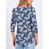 image:imageANRABESS Womens Tops 34 Sleeve Dressy Casual Blouses with Buttons Summer Eyelet Business Shirts Tunics 2026 Spring ClothesDeep Blue White Floral
