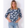 image:imageANRABESS Womens Tops 34 Sleeve Dressy Casual Blouses with Buttons Summer Eyelet Business Shirts Tunics 2026 Spring ClothesDeep Blue White Floral