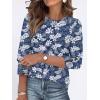 image:imageANRABESS Womens Tops 34 Sleeve Dressy Casual Blouses with Buttons Summer Eyelet Business Shirts Tunics 2026 Spring ClothesDeep Blue White Floral
