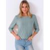 image:imageANRABESS Womens Tops 34 Sleeve Dressy Casual Blouses with Buttons Summer Eyelet Business Shirts Tunics 2026 Spring ClothesGreen