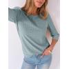 image:imageANRABESS Womens Tops 34 Sleeve Dressy Casual Blouses with Buttons Summer Eyelet Business Shirts Tunics 2026 Spring ClothesGreen