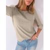 image:imageANRABESS Womens Tops 34 Sleeve Dressy Casual Blouses with Buttons Summer Eyelet Business Shirts Tunics 2026 Spring ClothesKhaki