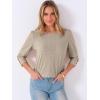 image:imageANRABESS Womens Tops 34 Sleeve Dressy Casual Blouses with Buttons Summer Eyelet Business Shirts Tunics 2026 Spring ClothesKhaki